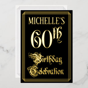 Invitation En Aluminium 60e fête d'anniversaire — Script fantaisie et nom 