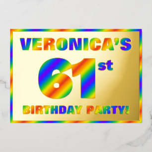 Invitation En Aluminium 61e fête d'anniversaire — Amusant, Rainbow Spectru