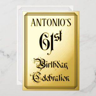 Invitation En Aluminium 61e fête d'anniversaire — Script élégant + Nom per