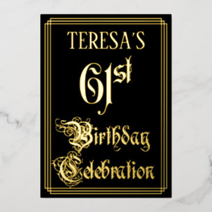Invitation En Aluminium 61e fête d'anniversaire — Script fantaisie et nom 