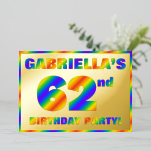 Invitation En Aluminium 62e fête d'anniversaire — Amusant, Rainbow Spectru
