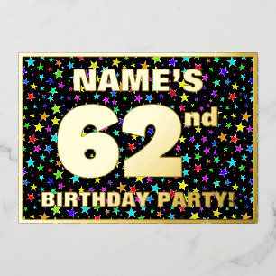 Invitation En Aluminium 62e fête d'anniversaire — Motif d'étoiles amusante