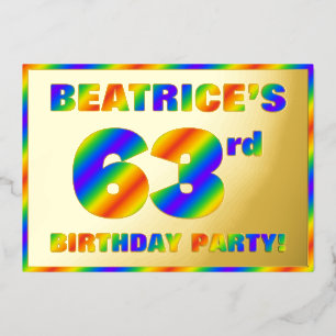 Invitation En Aluminium 63e fête d'anniversaire — Amusant, Rainbow Spectru
