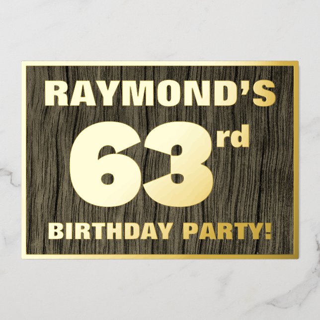 Invitation En Aluminium 63e fête d'anniversaire : Gras, Motif de grains de (Recto)