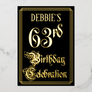 Invitation En Aluminium 63e fête d'anniversaire — Script fantaisie et nom 