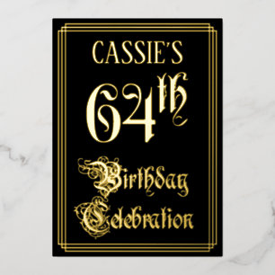 Invitation En Aluminium 64e fête d'anniversaire — Script fantaisie et nom 
