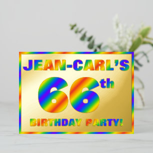 Invitation En Aluminium 66e fête d'anniversaire — Amusant, Rainbow Spectru