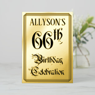 Invitation En Aluminium 66e fête d'anniversaire — Script élégant + Nom per