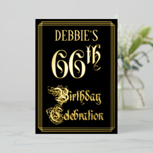 Invitation En Aluminium 66e fête d'anniversaire — Script fantaisie et nom 