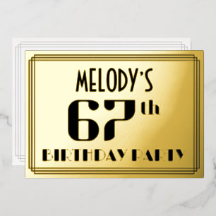 Invitation En Aluminium 67e fête d'anniversaire : Art Déco Look "67" et no