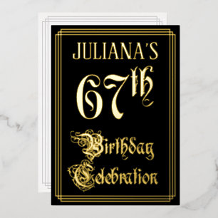 Invitation En Aluminium 67e fête d'anniversaire — Script fantaisie et nom 
