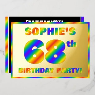 Invitation En Aluminium 68e fête d'anniversaire — Amusant, Rainbow Spectru