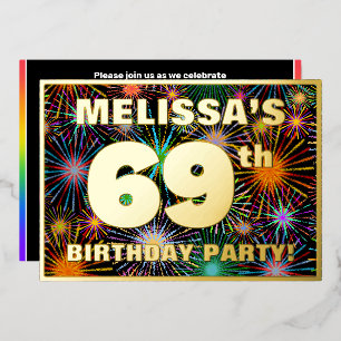 Invitation En Aluminium 69e fête d'anniversaire — Amusant, Feu d'artifice 