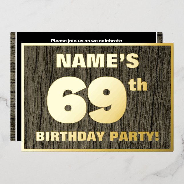 Invitation En Aluminium 69e fête d'anniversaire : Gras, Motif du grain de  (Recto/Verso)