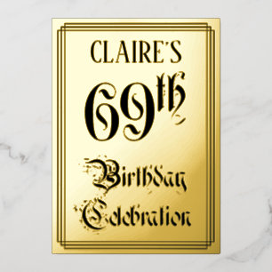 Invitation En Aluminium 69e fête d'anniversaire — Script élégant + Nom per