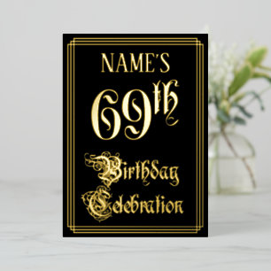 Invitation En Aluminium 69e fête d'anniversaire — Script fantaisie et nom 