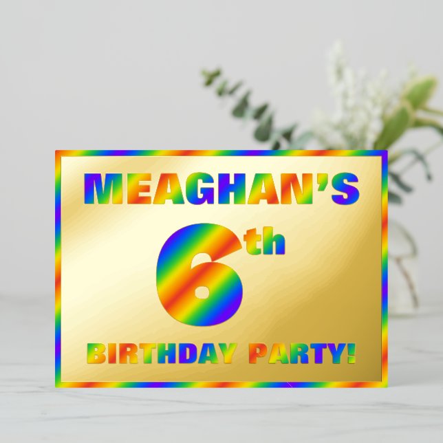 Invitation En Aluminium 6e fête d'anniversaire — Amusant, Rainbow Spectrum (Debout devant)
