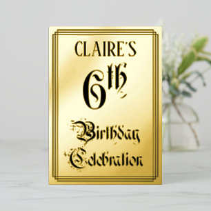 Invitation En Aluminium 6e fête d'anniversaire — Script élégant + Nom pers