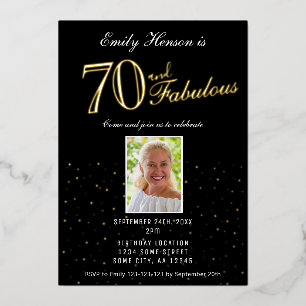 Invitation En Aluminium 70 ans et Fabuleux Noir 70e Anniversaire Or