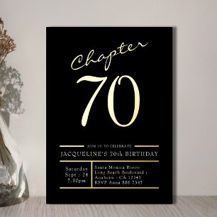 Invitation En Aluminium 70 Black 70th Birthday Party Gold