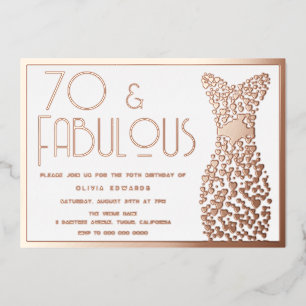 Invitation En Aluminium 70 & Fabulous Gold Gown Retro 70e anniversaire