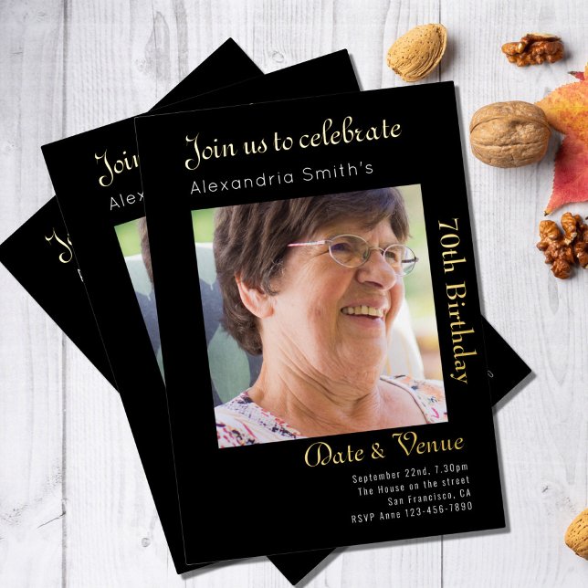 Invitation En Aluminium 70e anniversaire Black Gold (Créateur téléchargé)