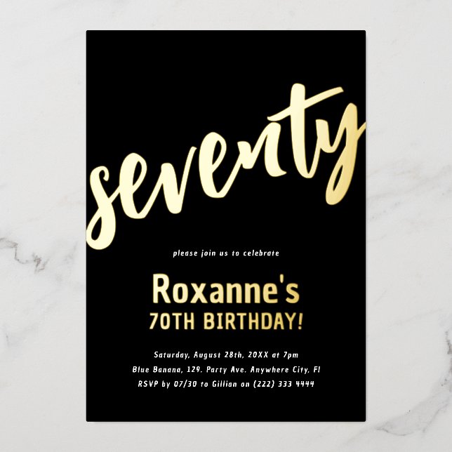 Invitation En Aluminium 70e anniversaire de l'or de luxe (Recto)