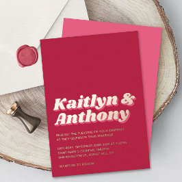 Invitation En Aluminium 70's Retro Super Viva Magenta Mariage Real