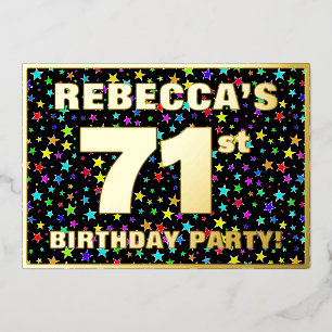Invitation En Aluminium 71e fête d'anniversaire — Amusant, Colorful Stars 