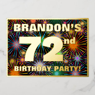 Invitation En Aluminium 72e fête d'anniversaire — Amusant, Feu d'artifice 