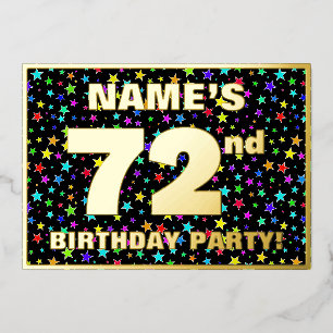Invitation En Aluminium 72e fête d'anniversaire — Motif d'étoiles amusante