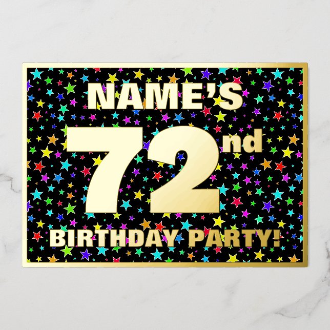 Invitation En Aluminium 72e fête d'anniversaire — Motif d'étoiles amusante (Recto)