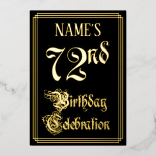 Invitation En Aluminium 72e fête d'anniversaire — Script fantaisie et nom 