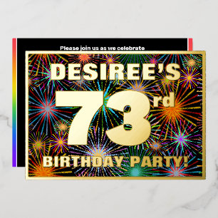 Invitation En Aluminium 73e fête d'anniversaire — Fun d'artifice amusant e