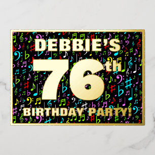 Invitation En Aluminium 76e fête d'anniversaire — Symboles de musique amus