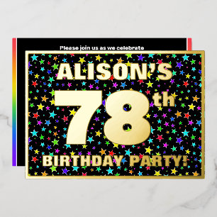 Invitation En Aluminium 78e fête d'anniversaire — Amusant, Colorful Stars 