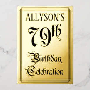 Invitation En Aluminium 79e fête d'anniversaire — Script élégant + Nom per