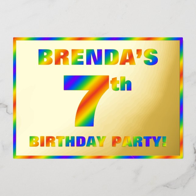 Invitation En Aluminium 7e fête d'anniversaire — Amusant, Rainbow Spectrum (Recto)