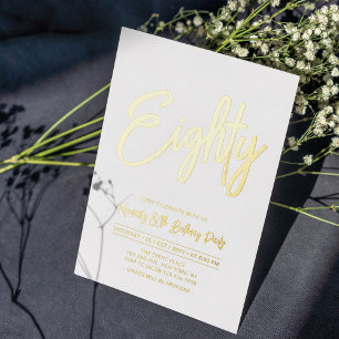 Invitation En Aluminium 80 Chic Foil Script 80e fête d'anniversaire