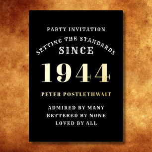Invitation En Aluminium 80e anniversaire 1944 Black Gold Personnalisé Pour