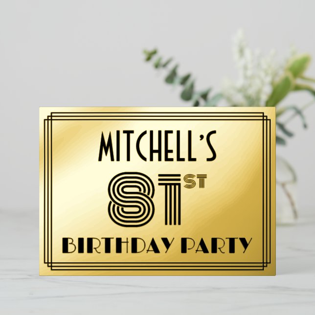 Invitation En Aluminium 81e fête d'anniversaire — Art Déco Style "81" & No (Debout devant)