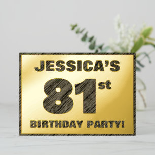 Invitation En Aluminium 81e fête d'anniversaire — Bold, Faux Wood Grain Te