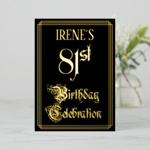 Invitation En Aluminium 81e fête d'anniversaire — Script fantaisie et nom 