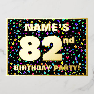 Invitation En Aluminium 82e fête d'anniversaire — Motif d'étoiles amusante