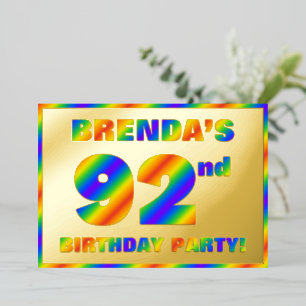 Invitation En Aluminium 92e fête d'anniversaire — Amusant, Rainbow Spectru