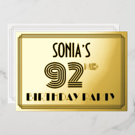 Invitation En Aluminium 92e fête d'anniversaire — Art Déco Style "92" & No