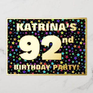 Invitation En Aluminium 92e fête d'anniversaire — Motif d'étoiles amusante