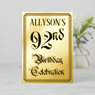 Invitation En Aluminium 92e fête d'anniversaire — Script élégant + Nom per
