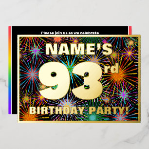 Invitation En Aluminium 93e fête d'anniversaire — Fun d'artifice amusant e