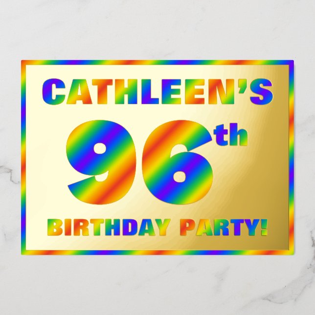 Invitation En Aluminium 96e fête d'anniversaire — Amusant, Rainbow Spectru (Recto)